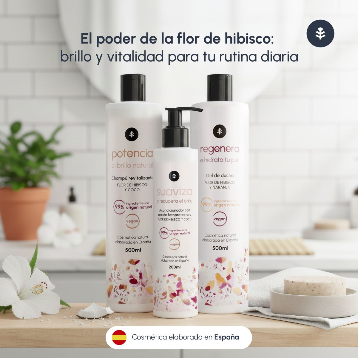 Champú potenciador de brillo Flor de Hibisco y Coco Planeta Huerto 500 ml