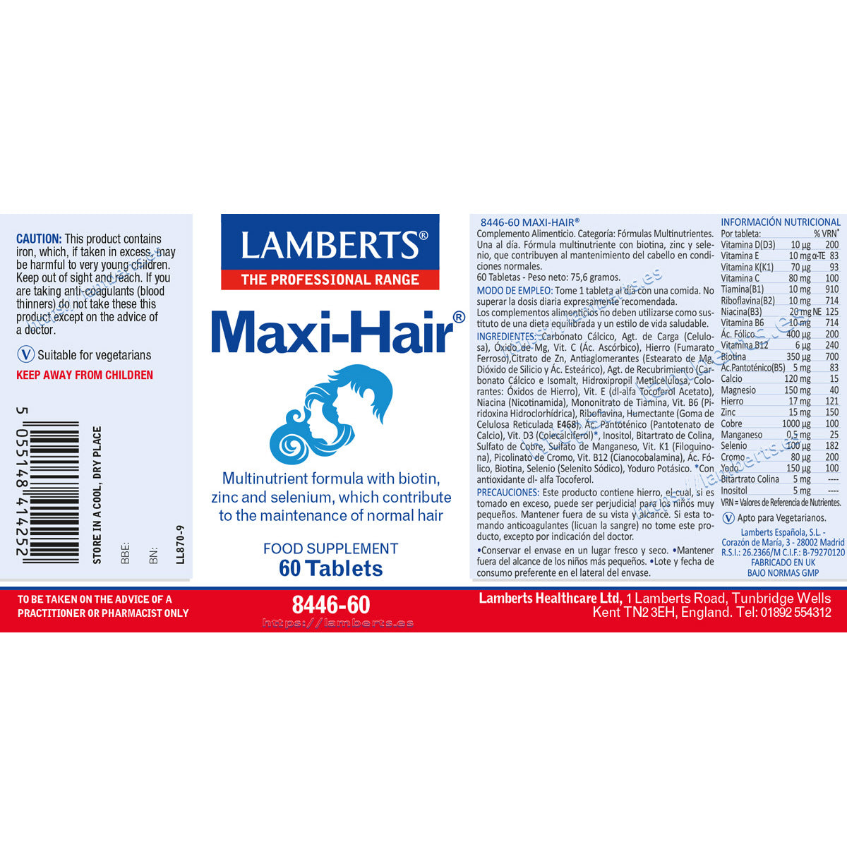 Opakowanie 2x Maxi-Hair Lamberts 60 tabletek