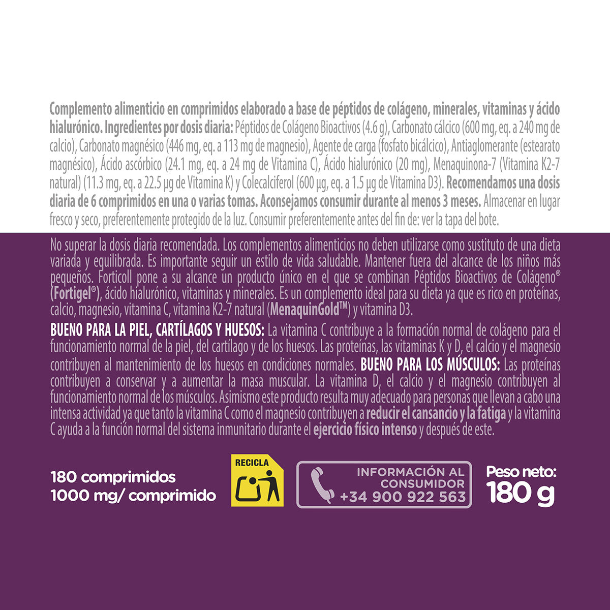 Forticoll BioActive Collagen 180 tablets
