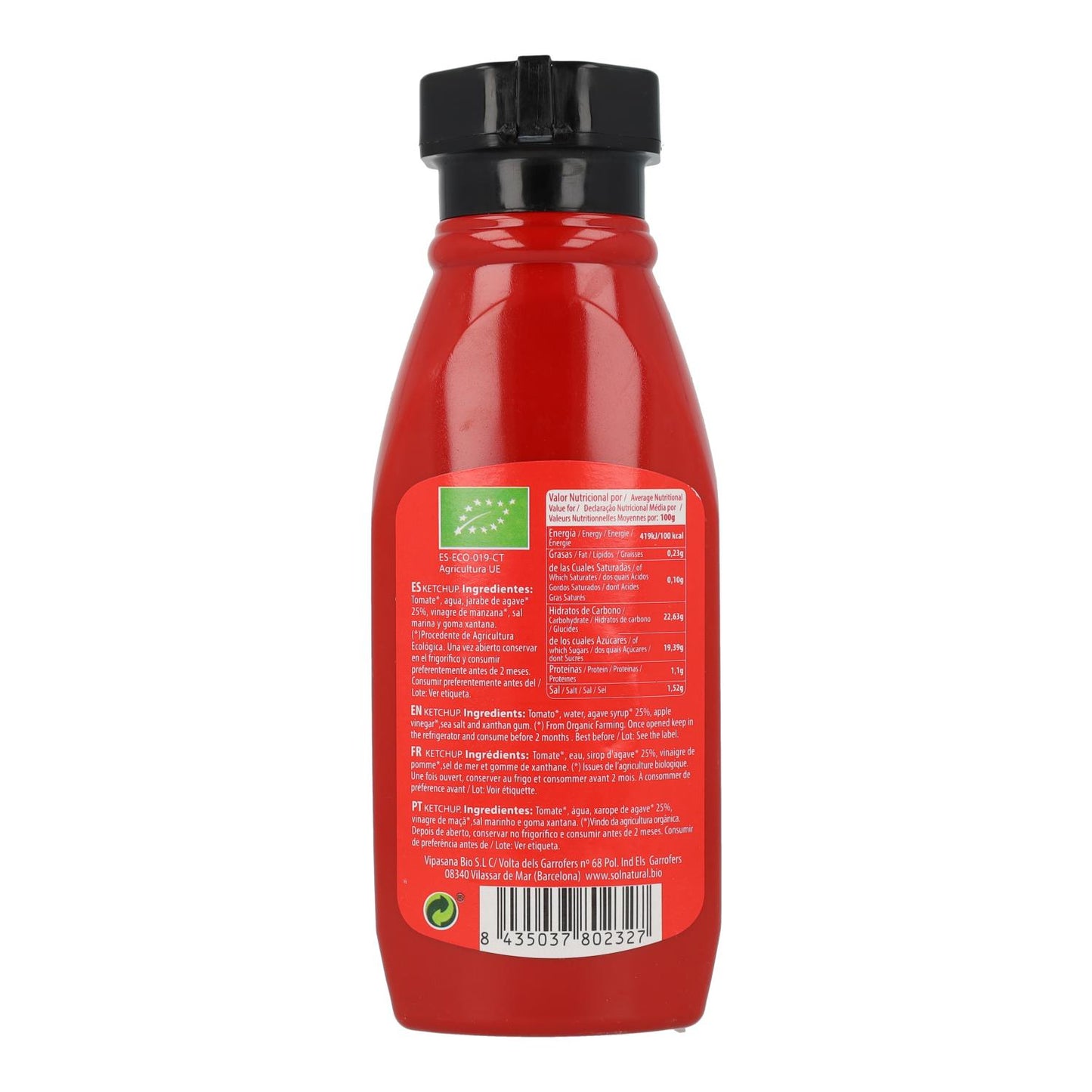 Ketchup met biologische agavesiroop Sol Natural 275 g