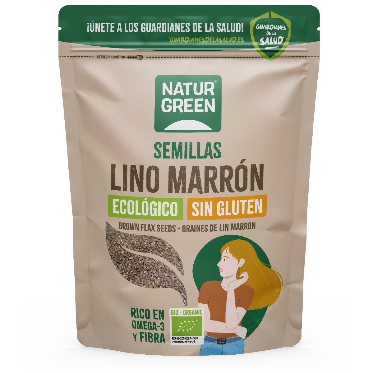 Biologische bruine lijnzaad Naturgreen 500 g