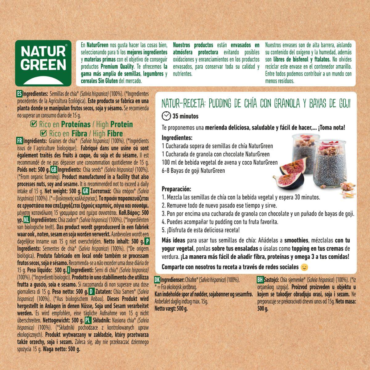 Graines de chia biologiques, NaturGreen, 500 g