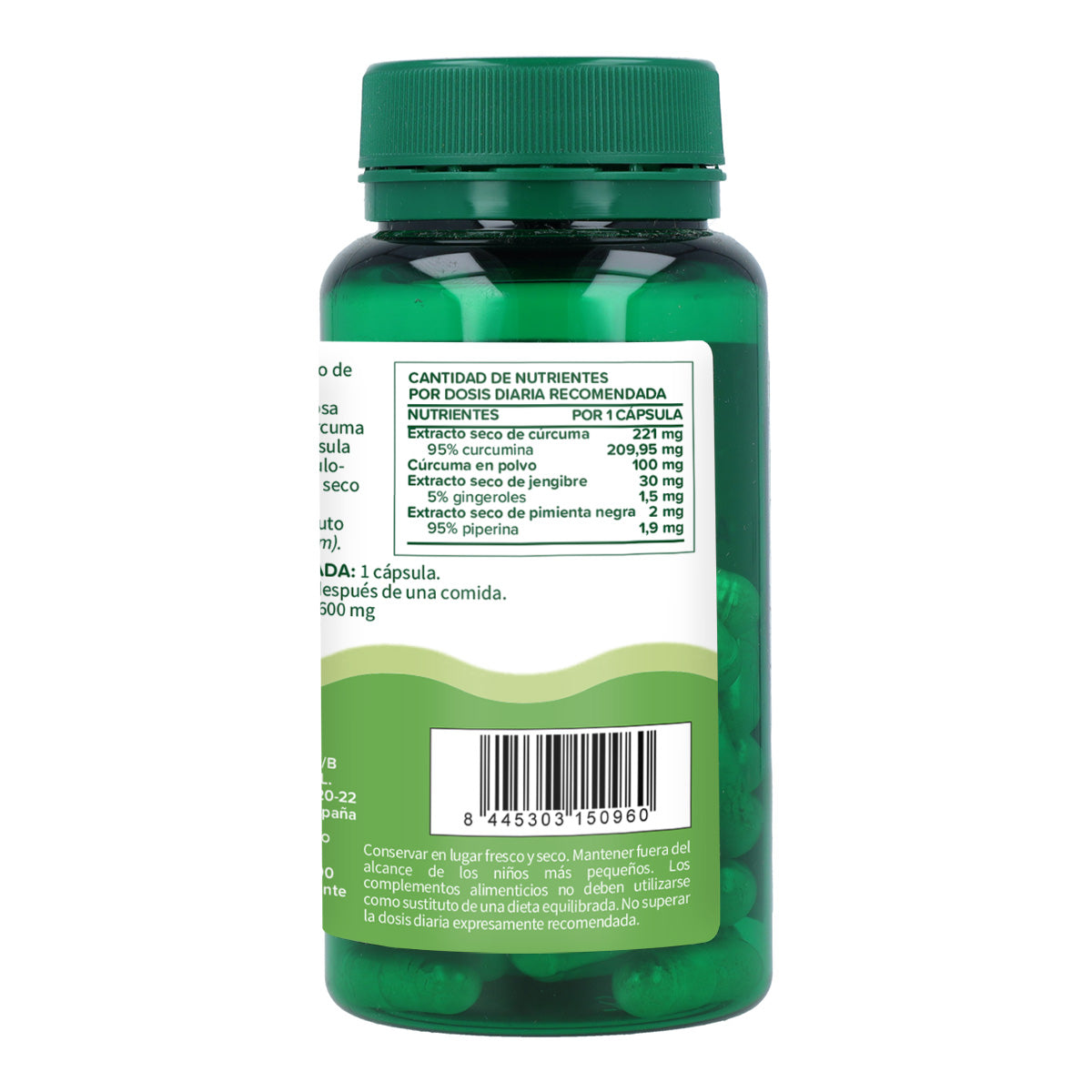 Curcumina forte cúrcuma con pimienta negra Planeta Huerto 60 cápsulas vegetales