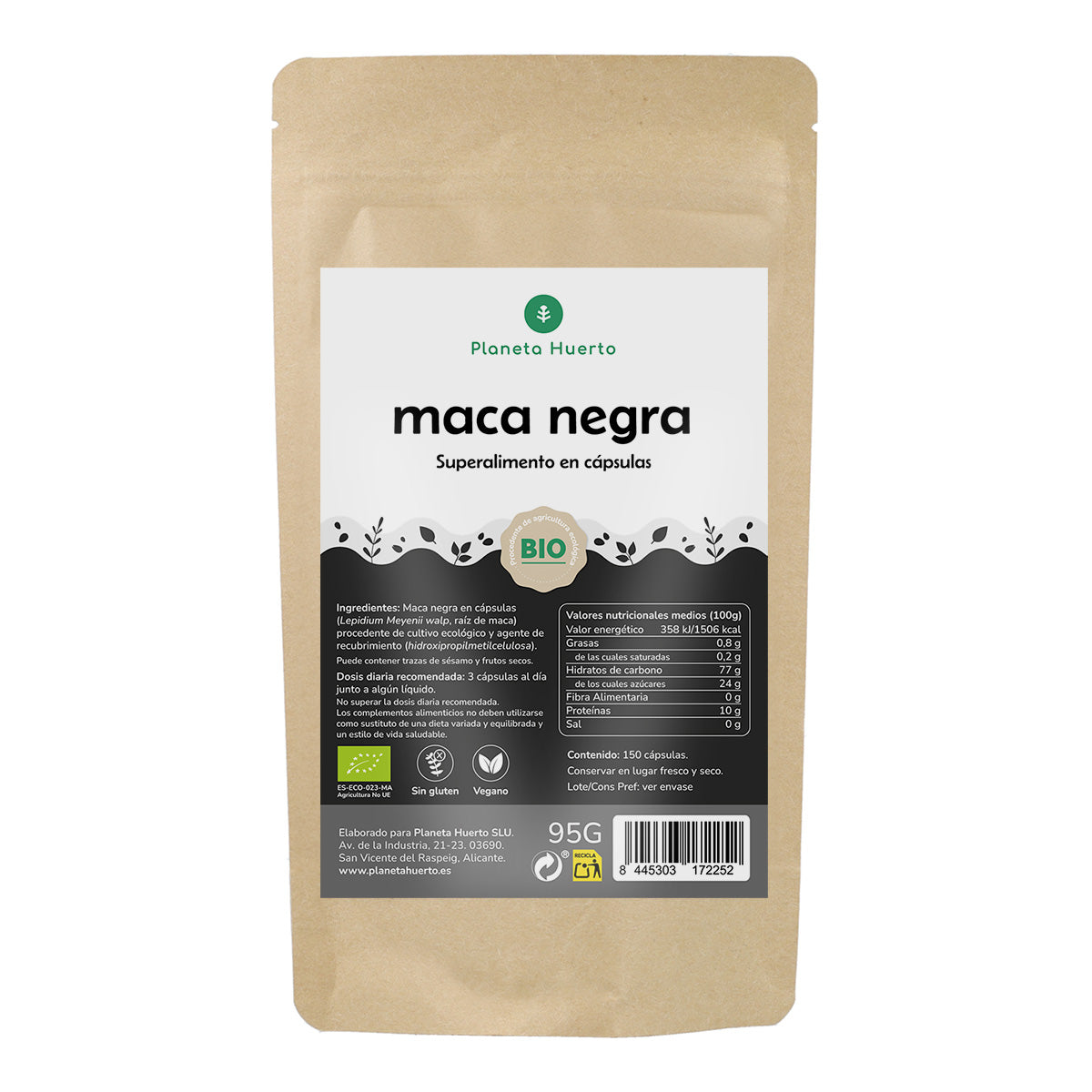 ORGANIC Black Maca Planeta Huerto 150 capsules