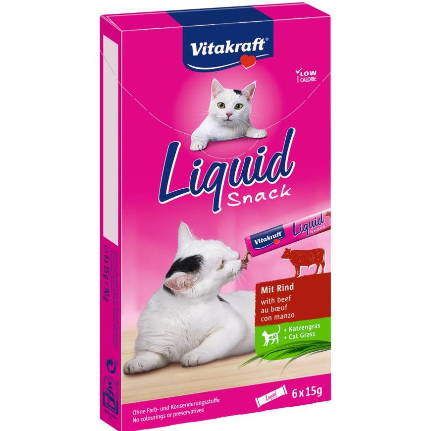 Vitakraft Cat Liquid Snack crémeux au bœuf et à l'inuline 6x15 g