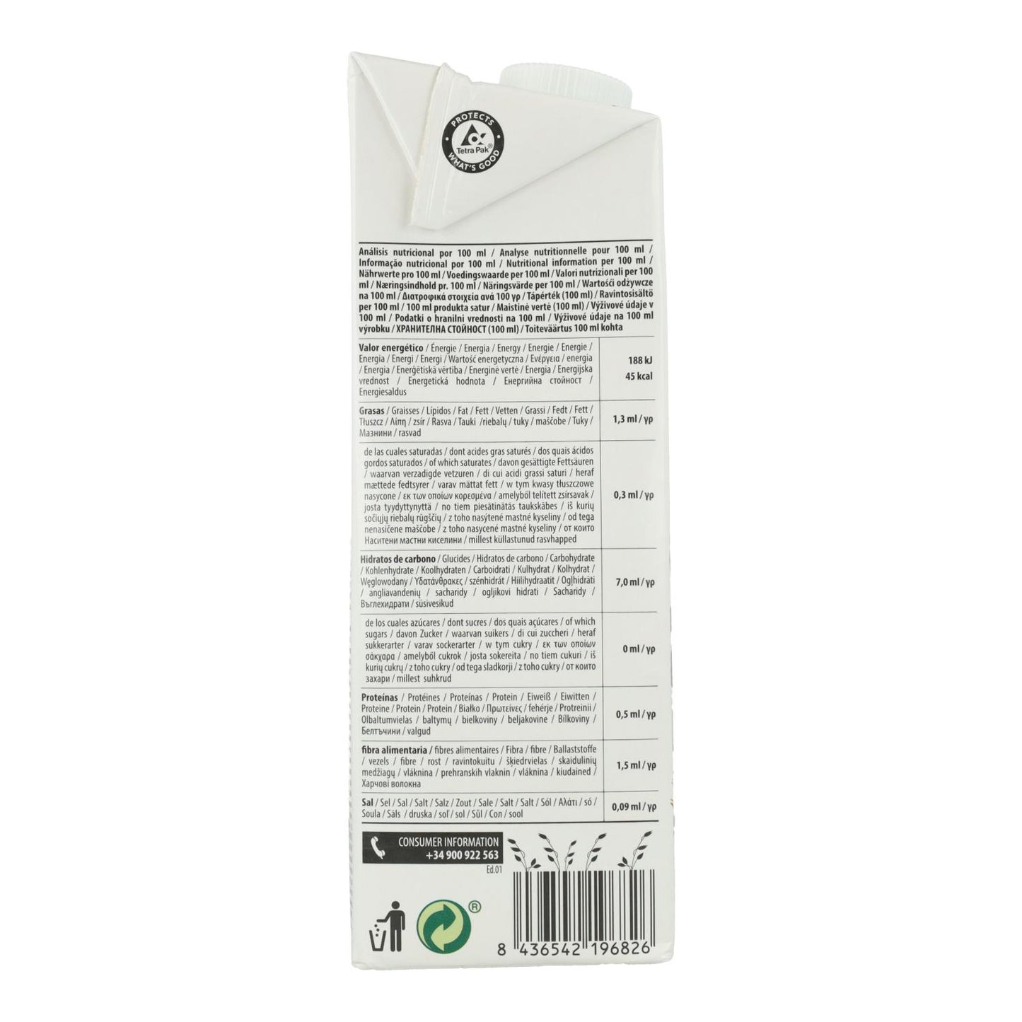 Zestaw 6 szt. Napój z pełnego ziarna owsa 0% cukru Bio NaturGreen 1 l