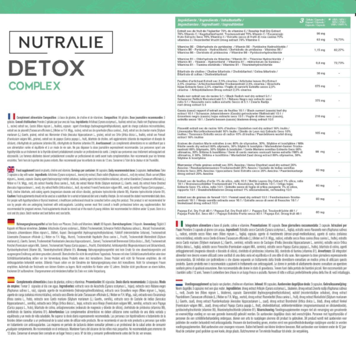 Nutralie Detox complex con vitamine B1 + B6 e colina 90 capsule