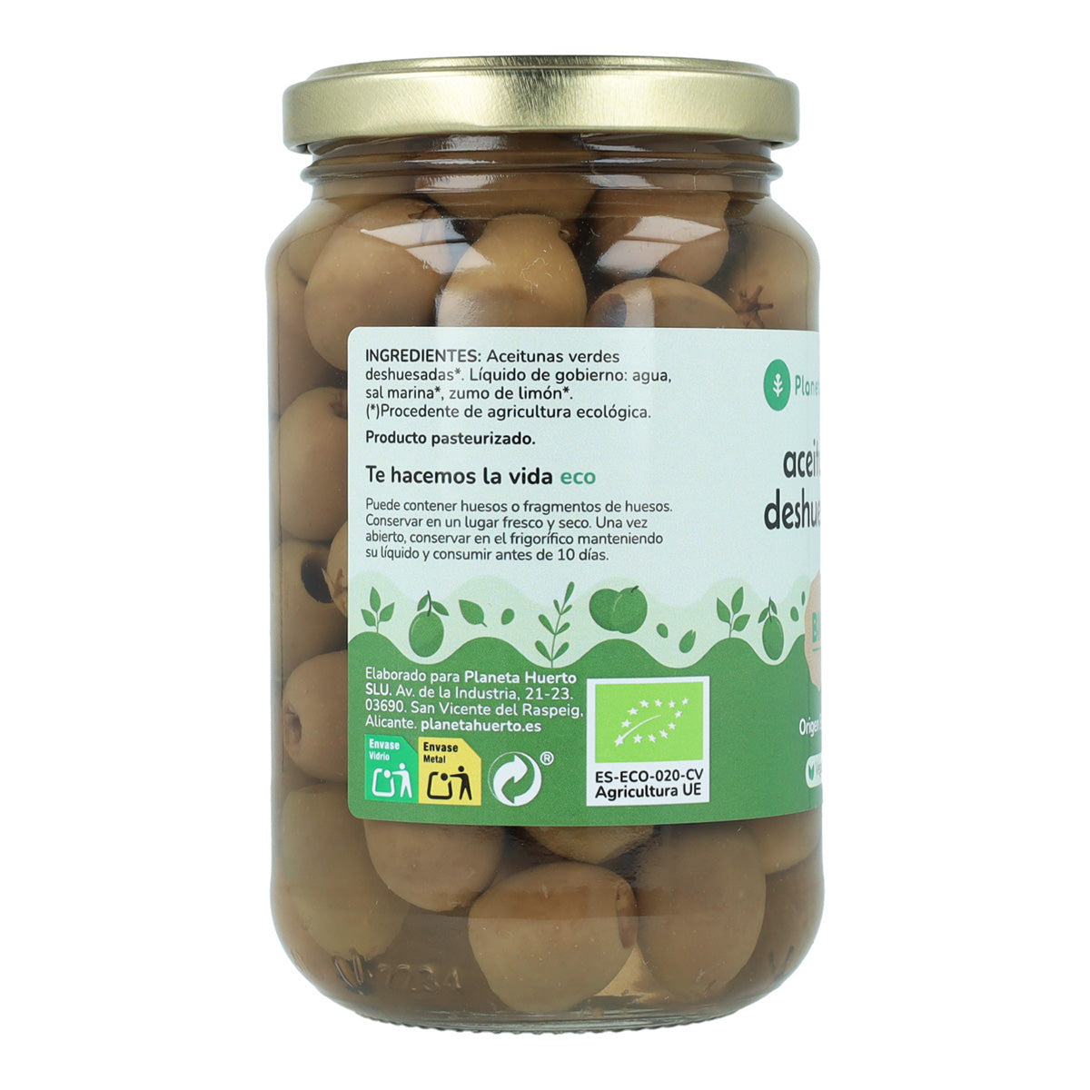 Pack 12x Aceitunas deshuesadas Eco Planeta Huerto 335 g