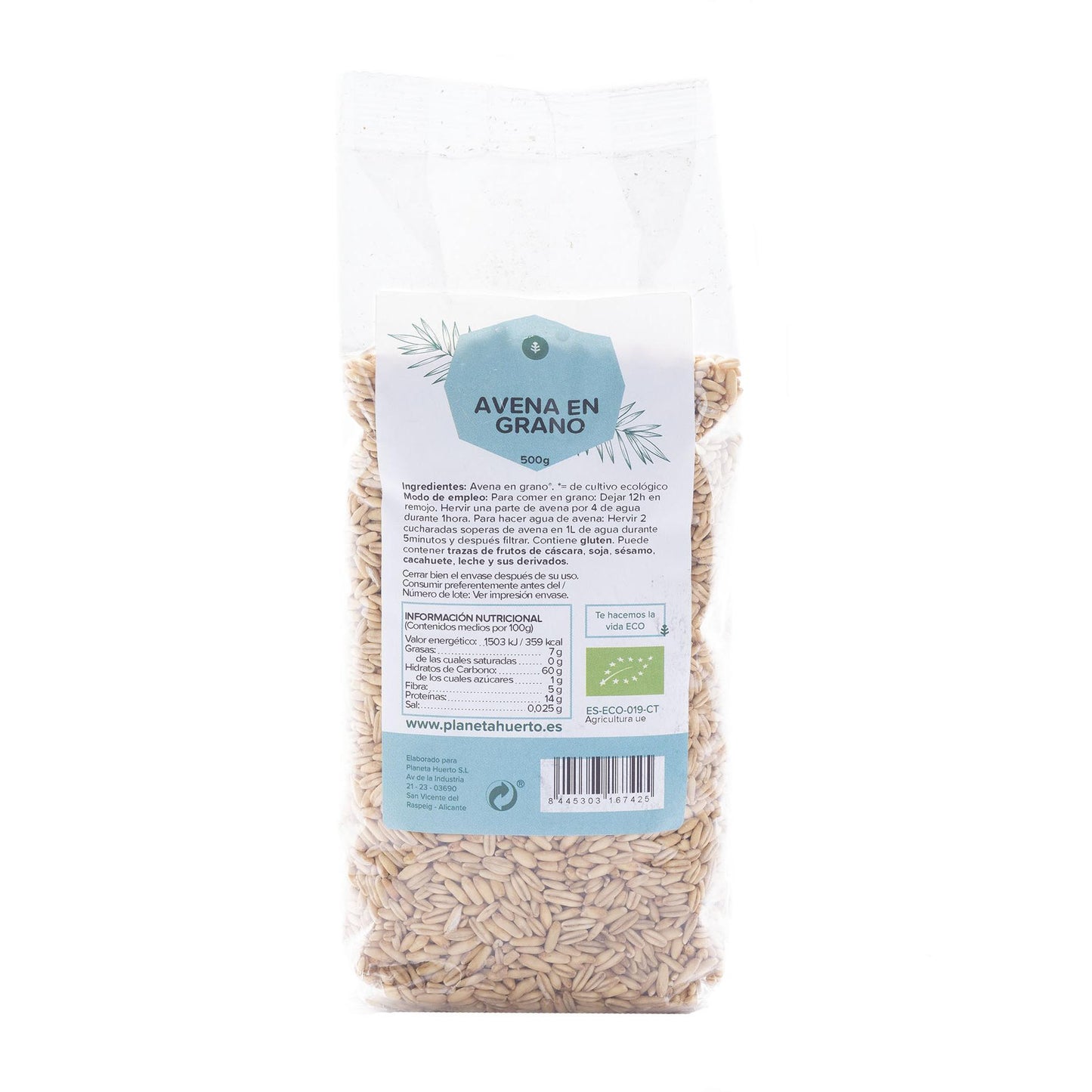 Hafer in Getreide ECO Planeta Huerto 500 g