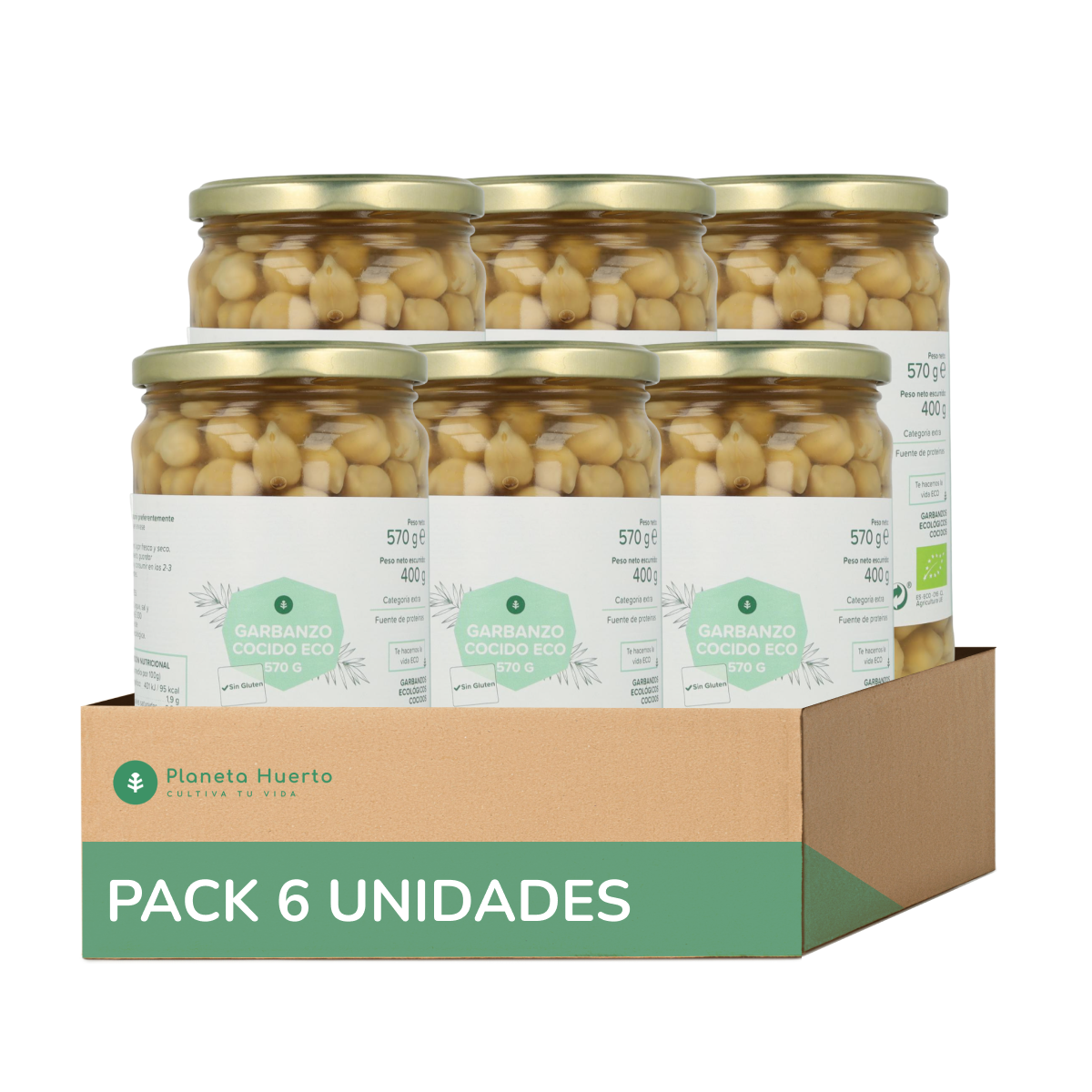 Pack 6x Pois Chiches cuits ECO Planet Garden 570 g