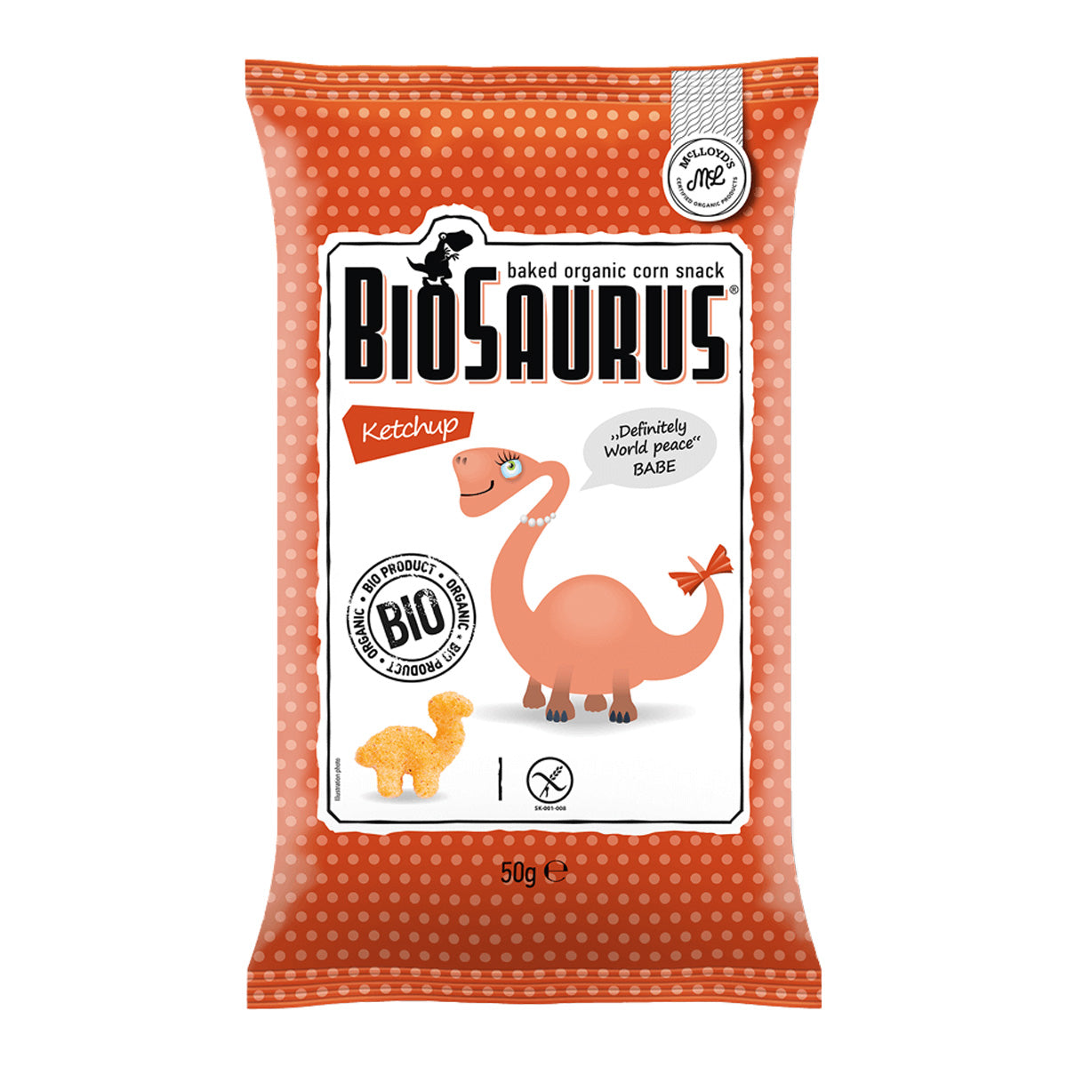 Snacks au maïs et au ketchup bio, Biosaurus 50 g