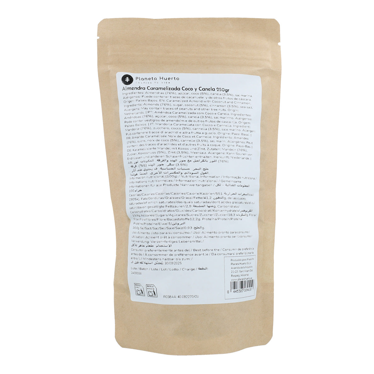 Mandeln mit Kokosnuss und Zimt Planeta Huerto 250gr