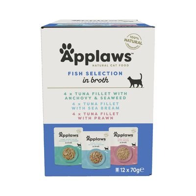 Applaws wet cat food in fish broth, 12 x 70 g