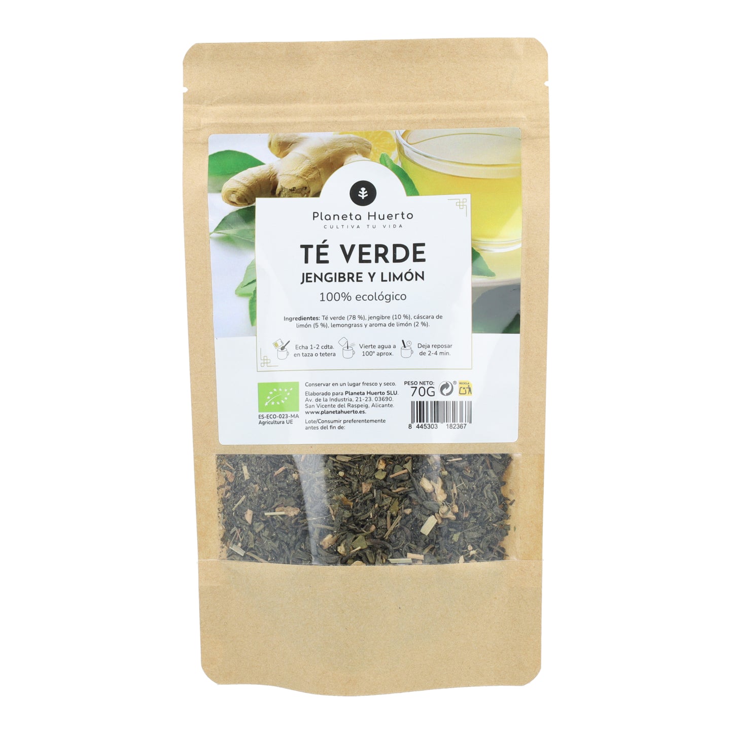 Thé vert gingembre et citron ECO Planeta Huerto 70g