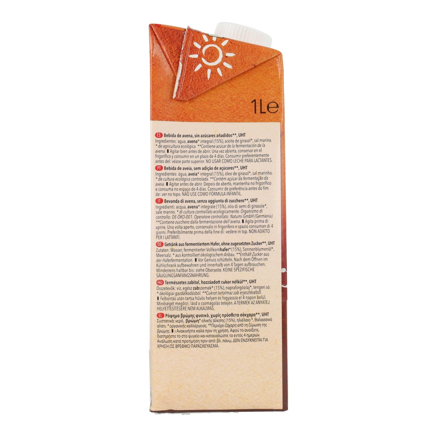 Pack 6 x Boisson à l'avoine BIO Natumi 1 L