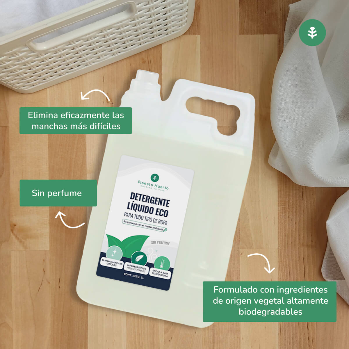 Lessive liquide ECO ECO non parfumée Planet Garden 5 Litres