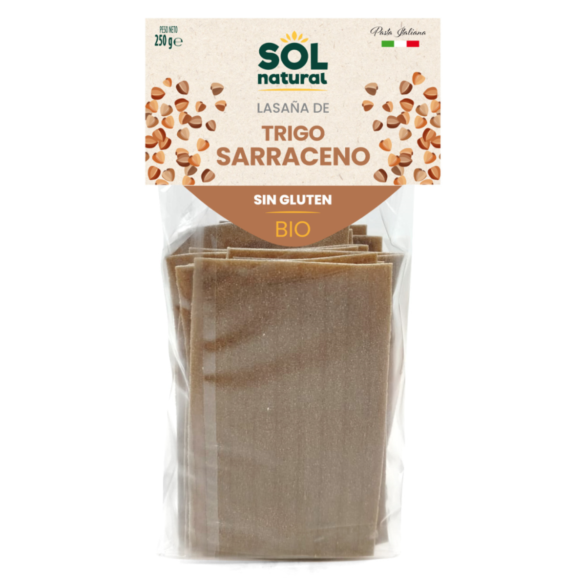 Lasagne z pszenicy gryczanej bezglutenowa Bio Sol Natural 250 g