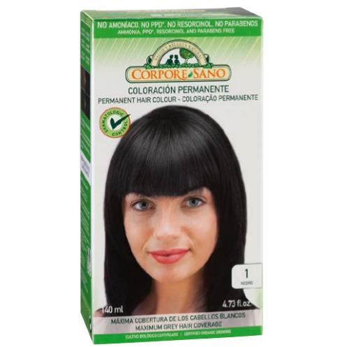 Permanente haarverf nr. 1 zwart Corpore Sano 140 ml