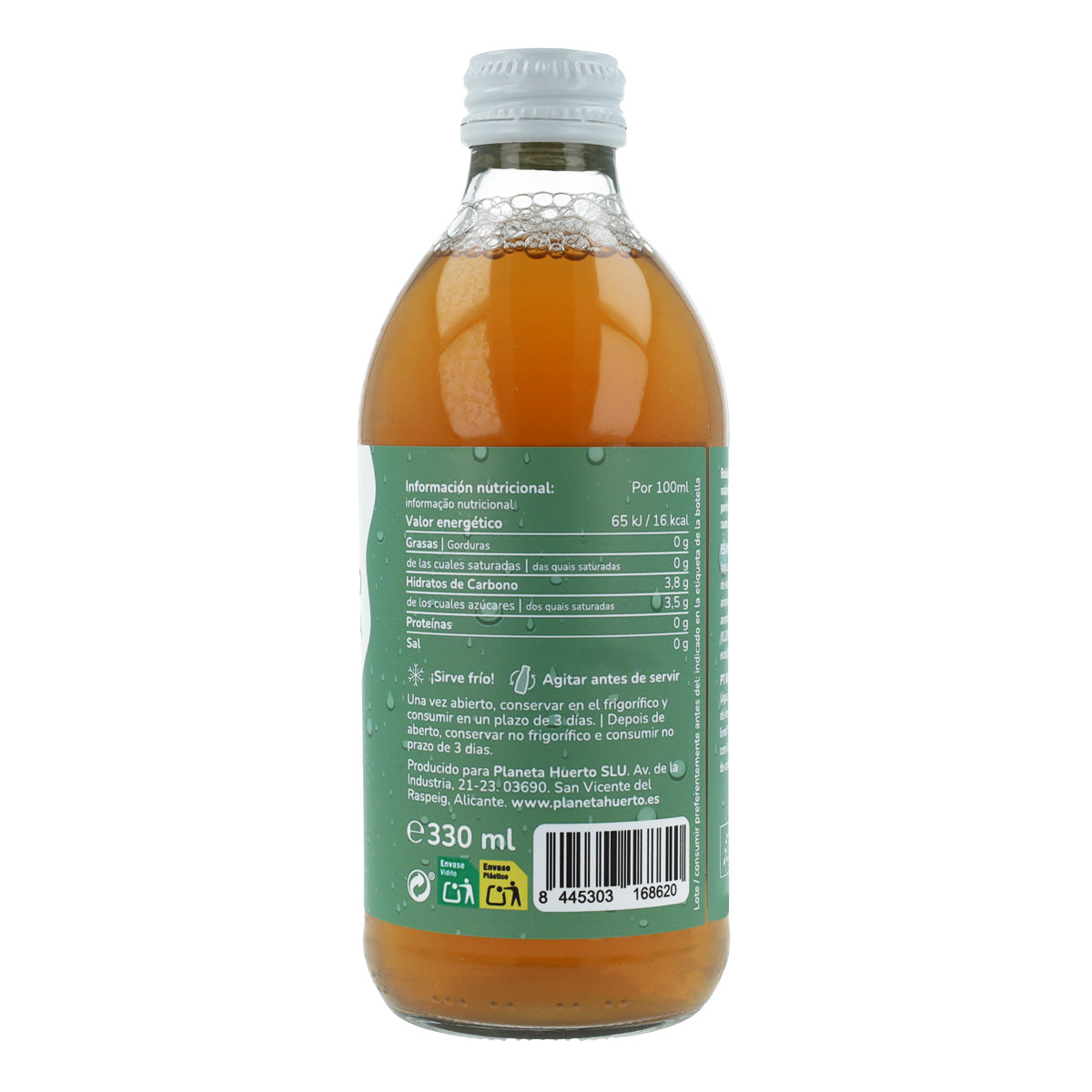 Pack 6x Kombucha ECO thé vert et citron vert Planeta Huerto 330 ml