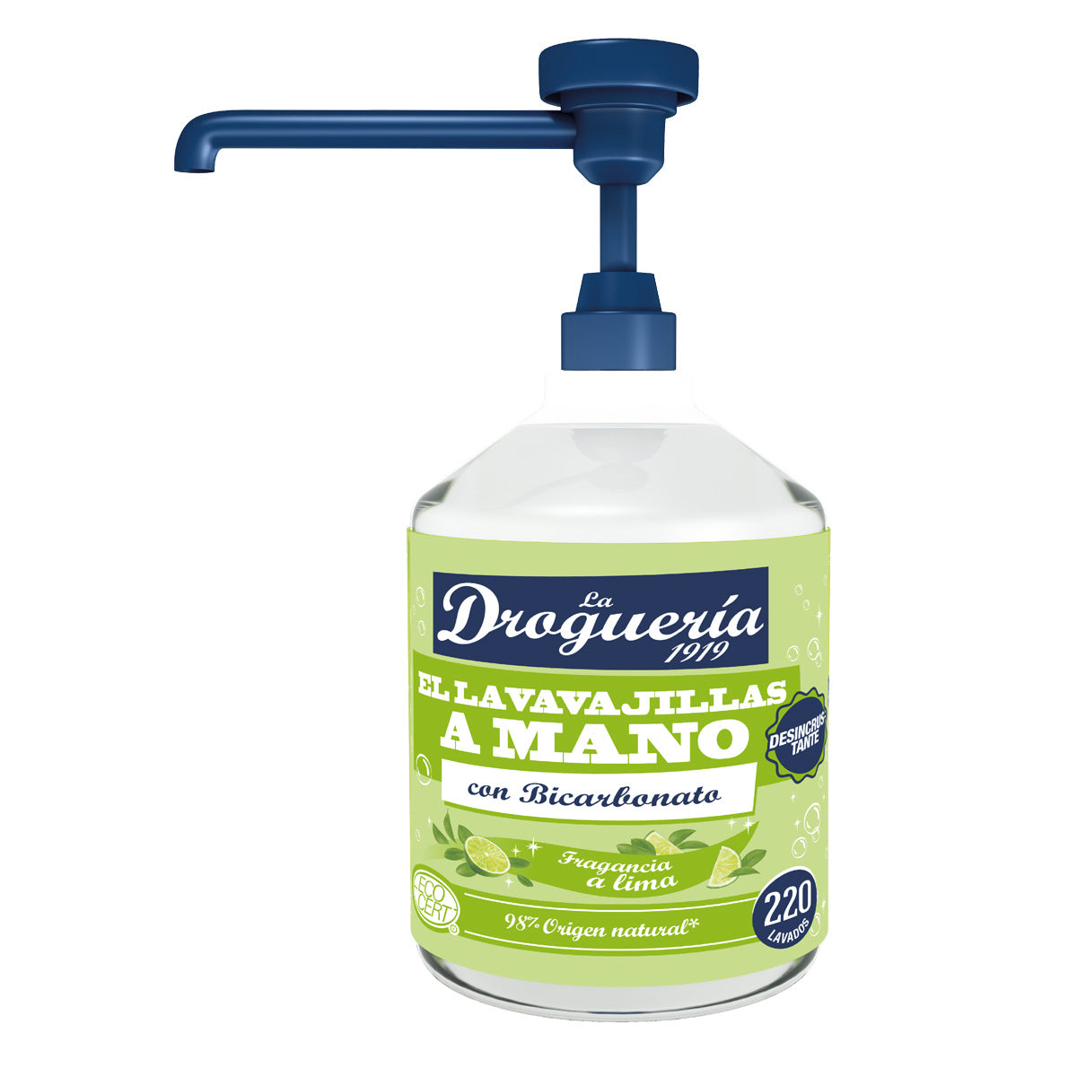 Geschirrspülmittel zum Verdünnen mit Backpulver, Limettenduft, Dosierbehälter LA DROGUERIA 1919 500 ml