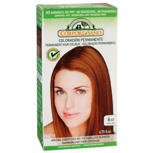 Permanente haarkleurstof nr. 6.43 hazelnoot Corpore Sano 140 ml