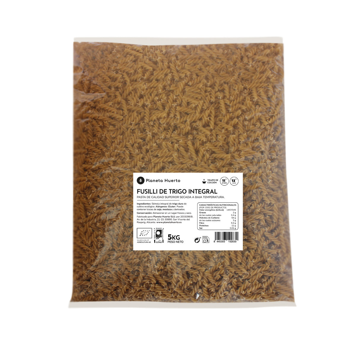 Fussilli van volkoren tarwe ECO Planeta Huerto 5 kg