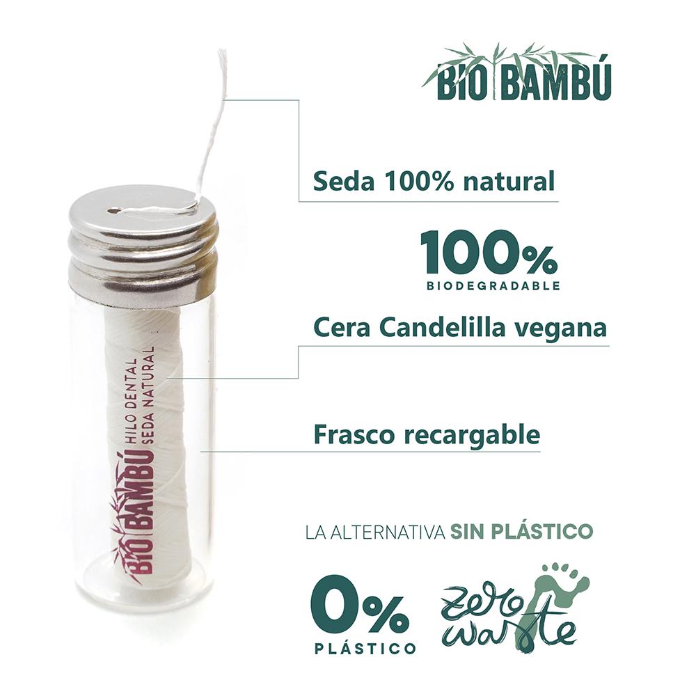 Zahnseide mit Pflanzenwachs, Bio Bambú, 30 Meter