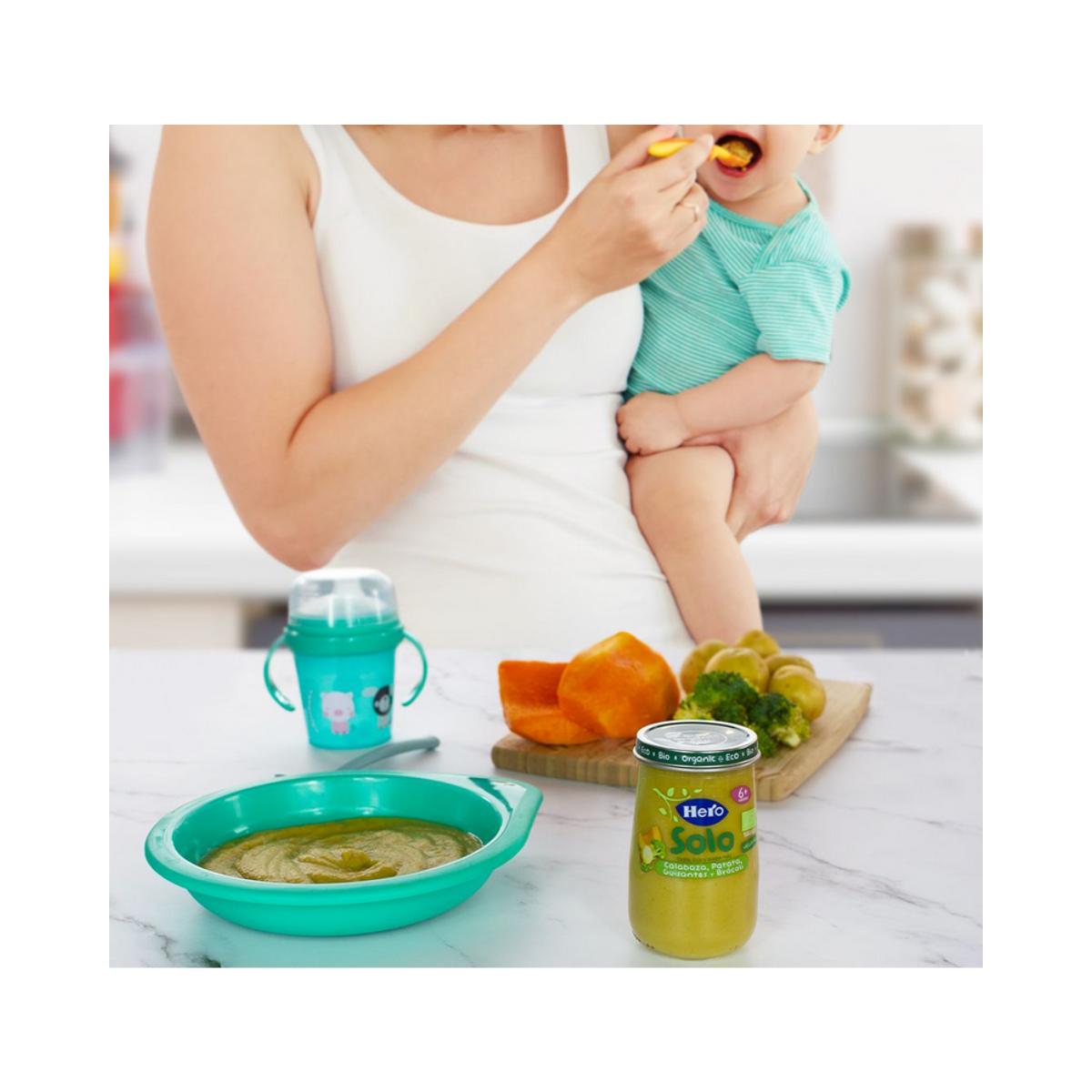 Pakket van 3 potjes pompoen, aardappel, erwten en broccoli Eco 190 g-Hero Solo