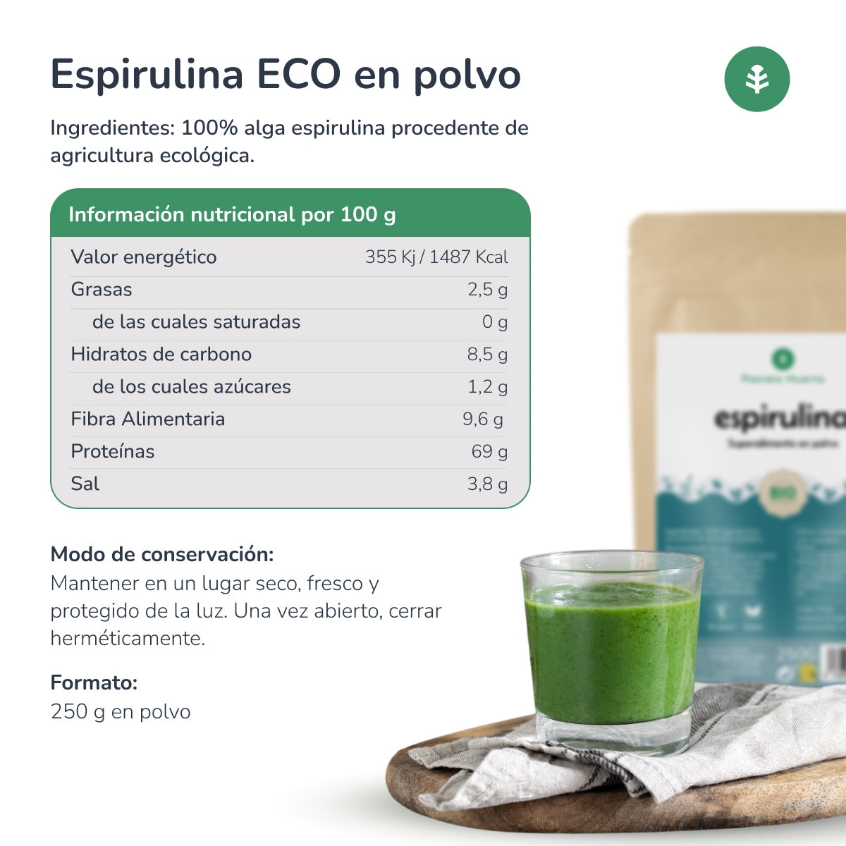 Spirulina w proszku ECO Planeta Huerto 200 g