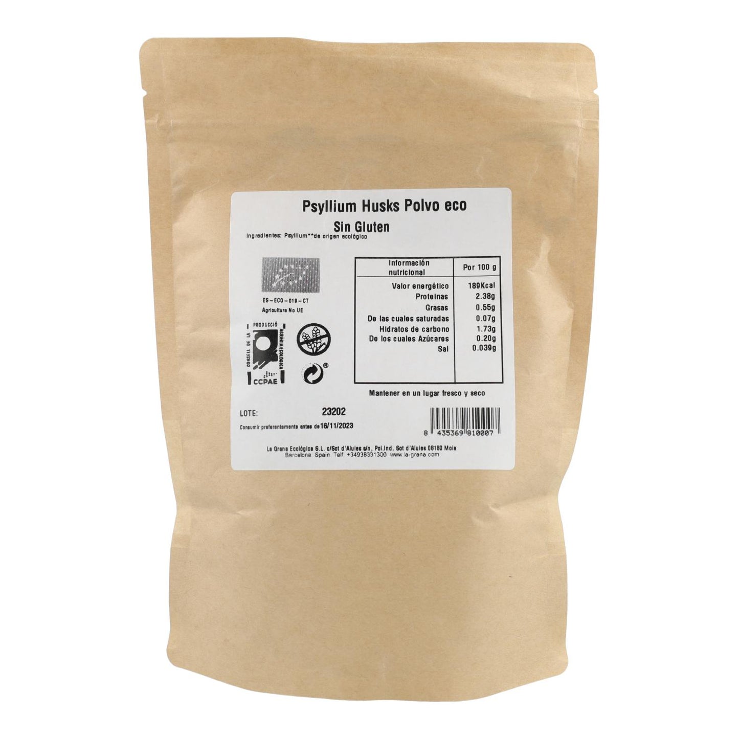 Enveloppe de psyllium sans gluten 300 g