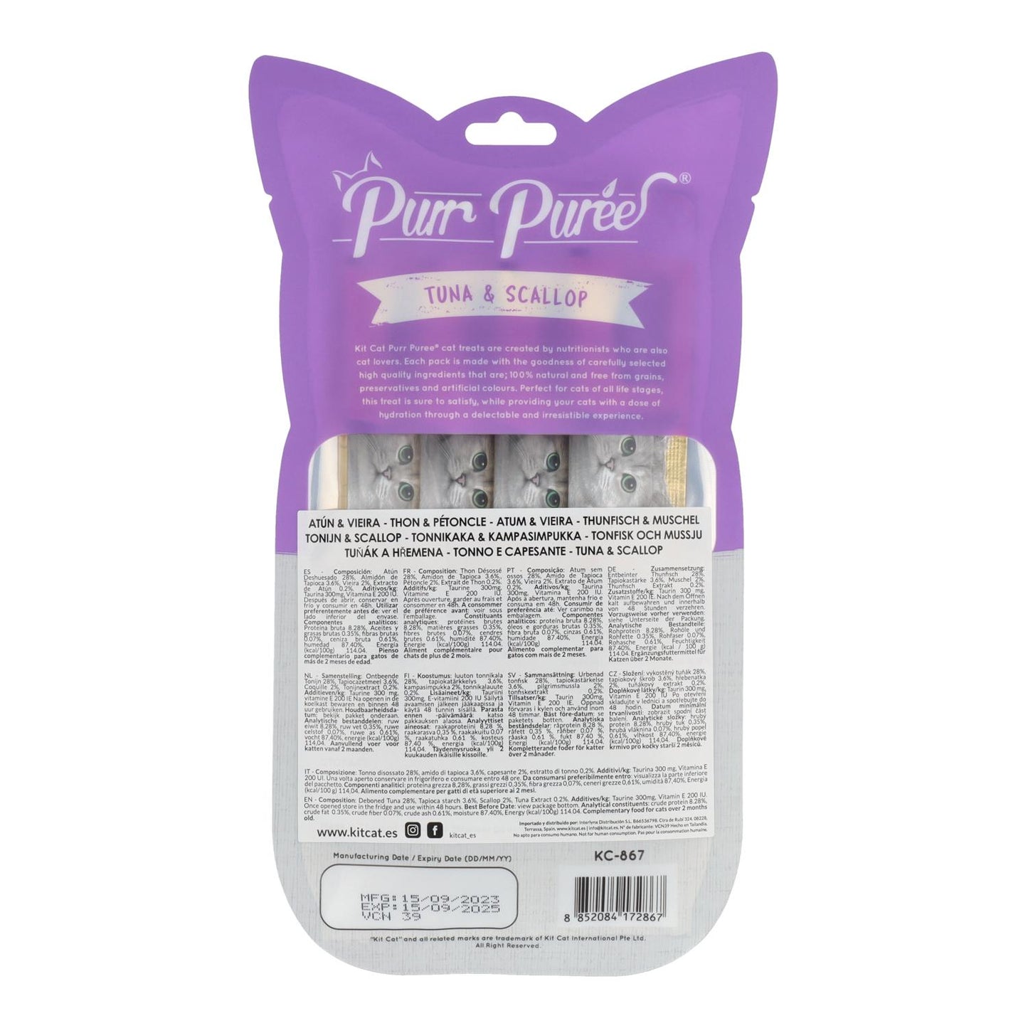 Kit Cat PurrPuree - Thon et coquilles Saint-Jacques 60 g Snack crémeux pour chats