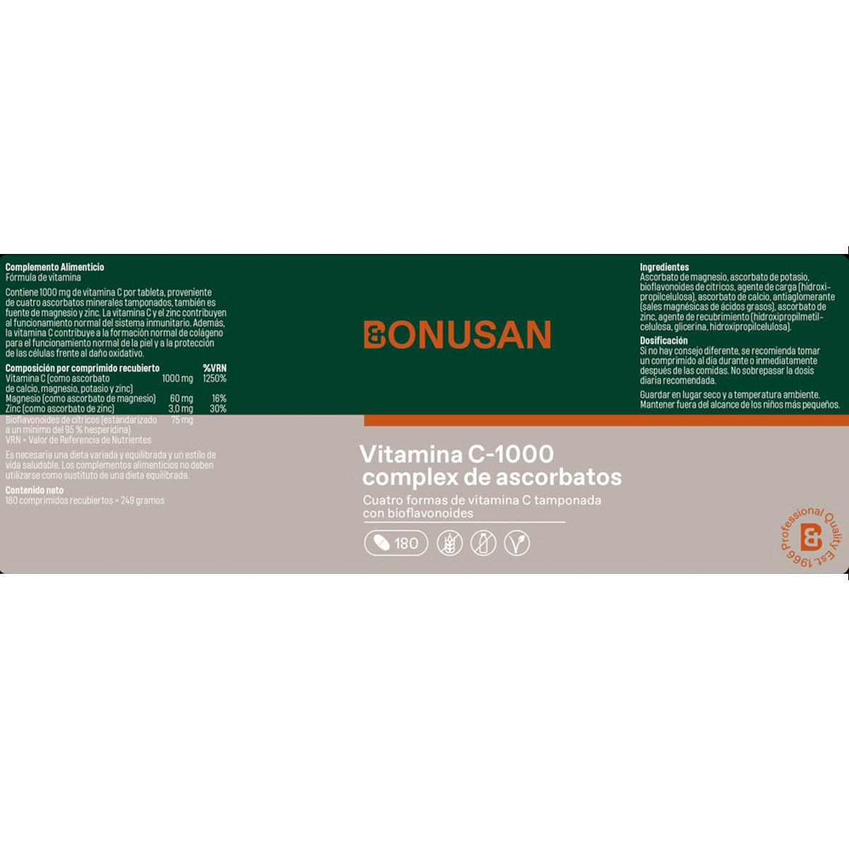 Vitamina C-1000 complesso di ascorbati Bonusan 180 compresse