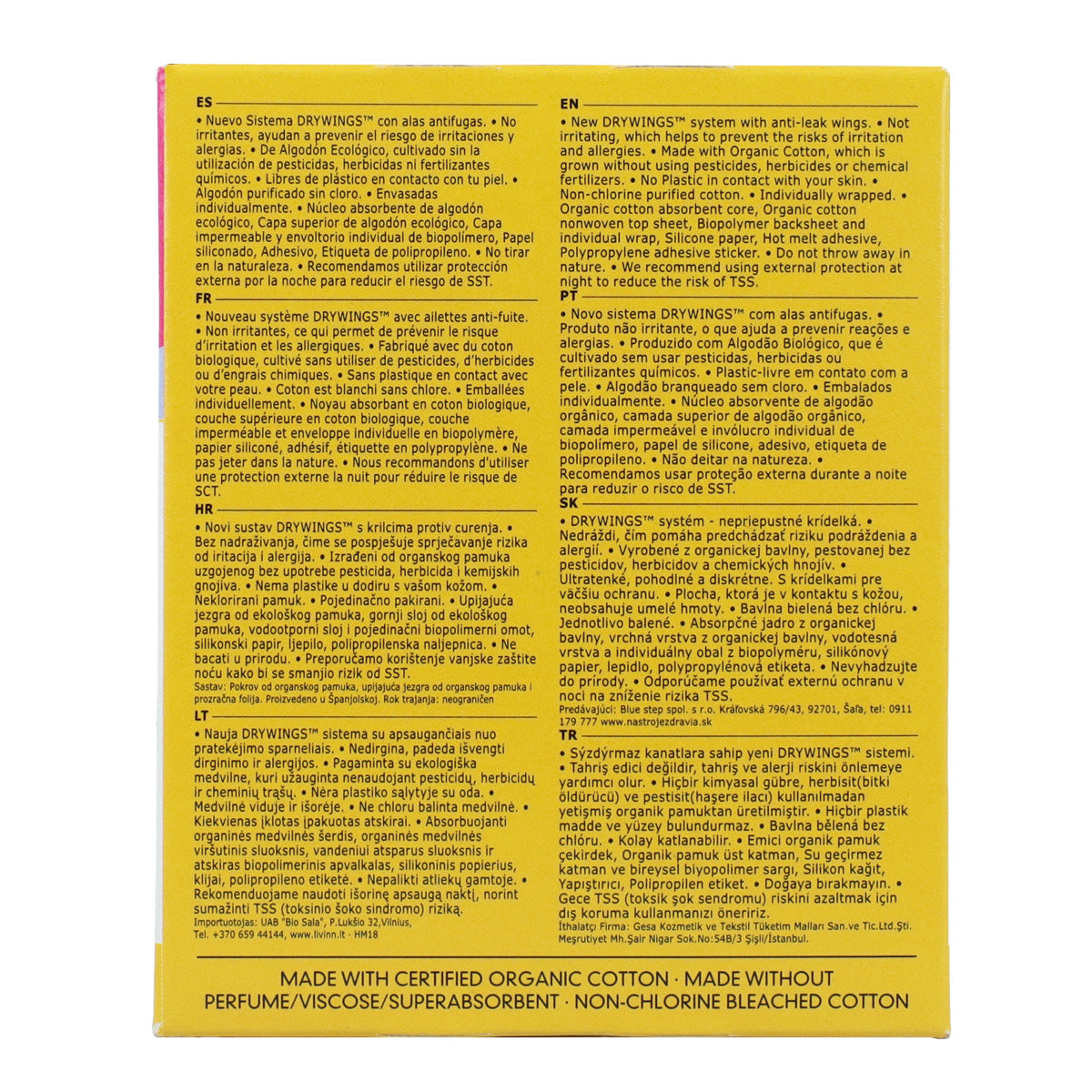 Compresas alas ultra dia 100% algodón Masmi 10 Uds