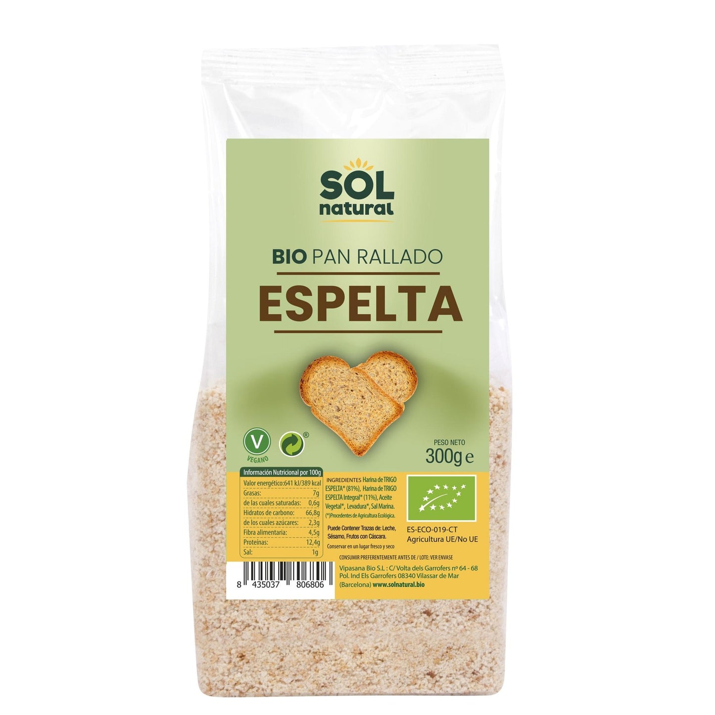 Sol Natural Organic Spelt Breadcrumbs 300 g