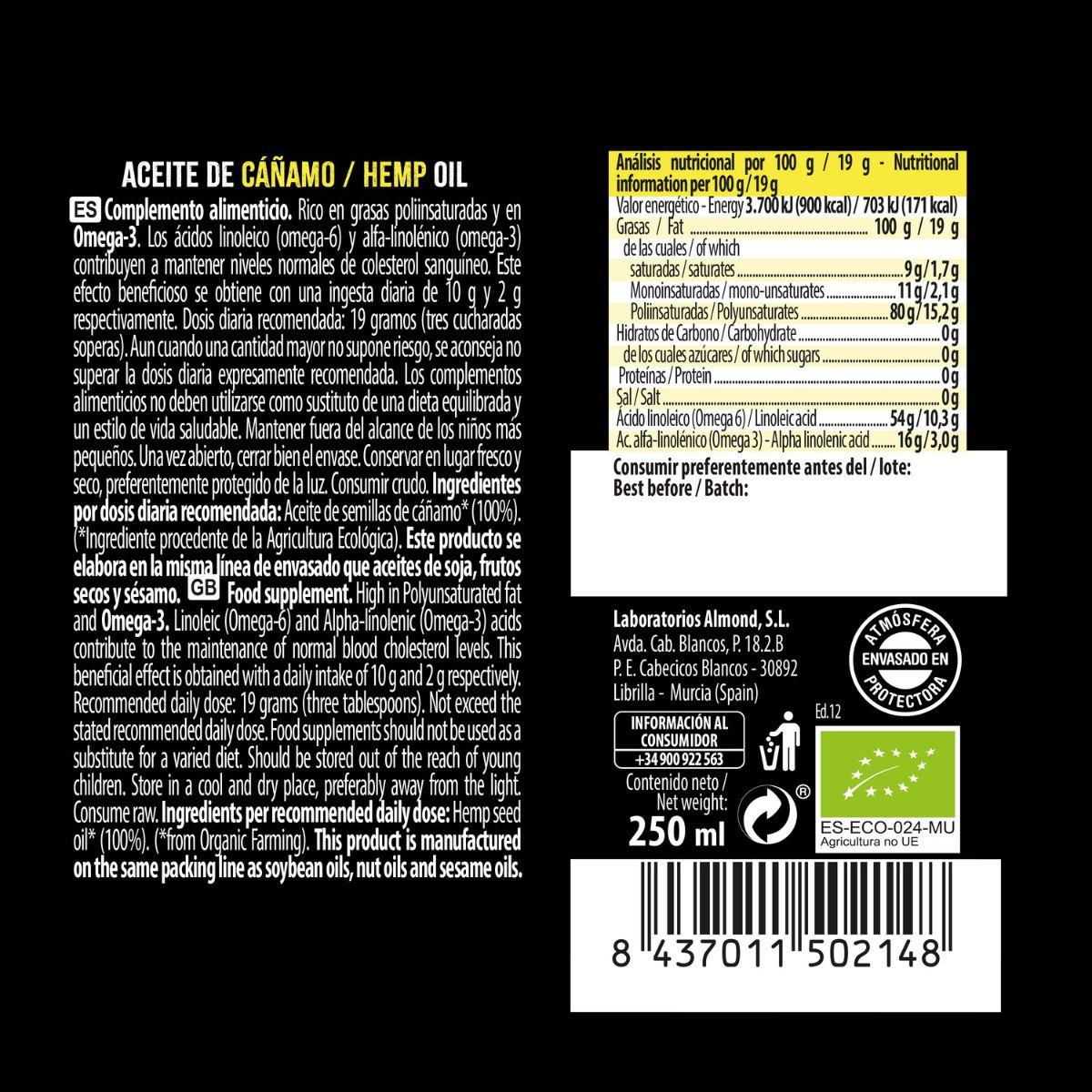 Olej konopny Bio, NaturGreen 250 ml