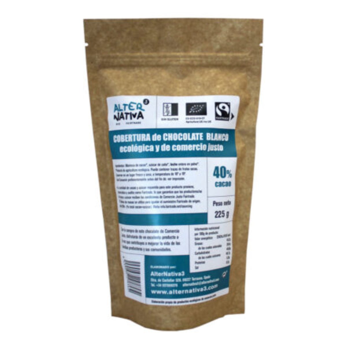 Nappage au chocolat blanc 40 % BIO FT Alternativa3 225 g