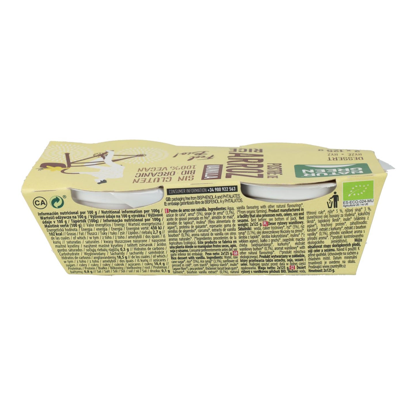 NaturGreen Vanilla Rice Pudding, 2 x 125 g