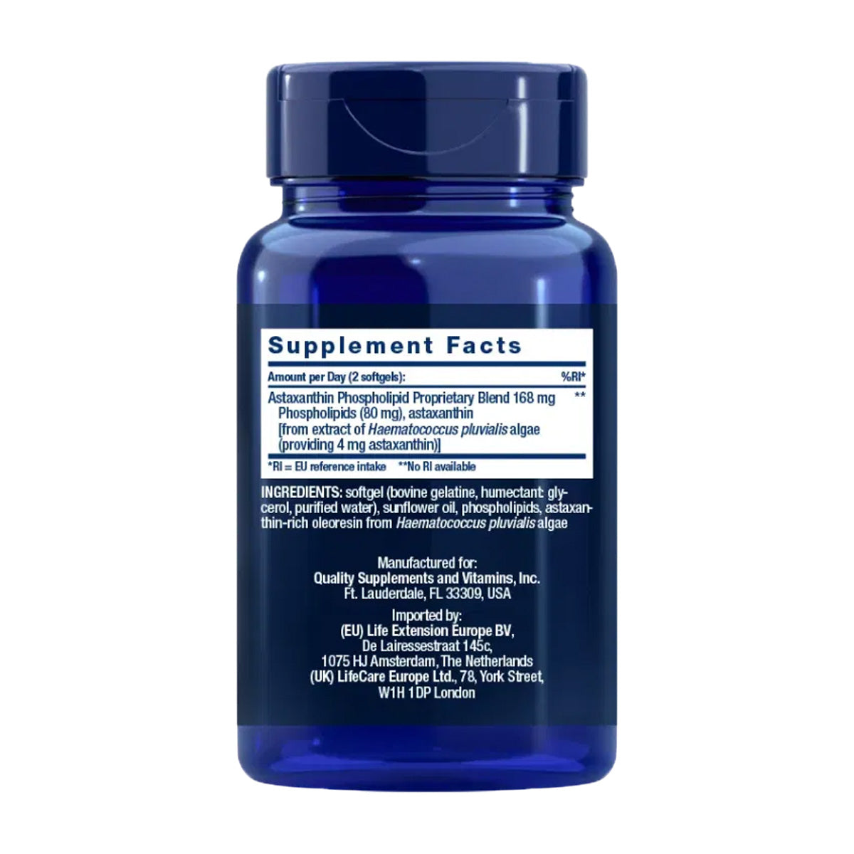 Astaxanthin med fosfolipider 4 mg, Life Extension 30 kapslar