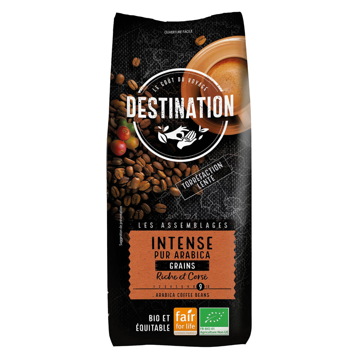 Café en grano intenso arábica BIO Destination 1 Kg