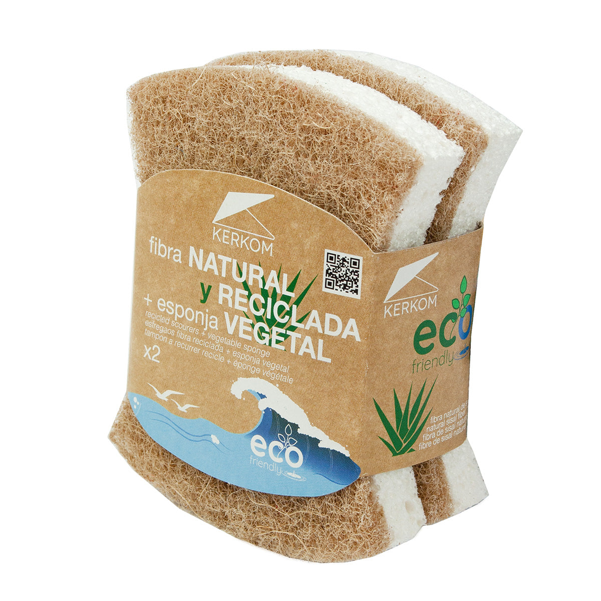 2 schuursponsjes met plantaardige spons Ergo Eco Friendly ROZENBAL