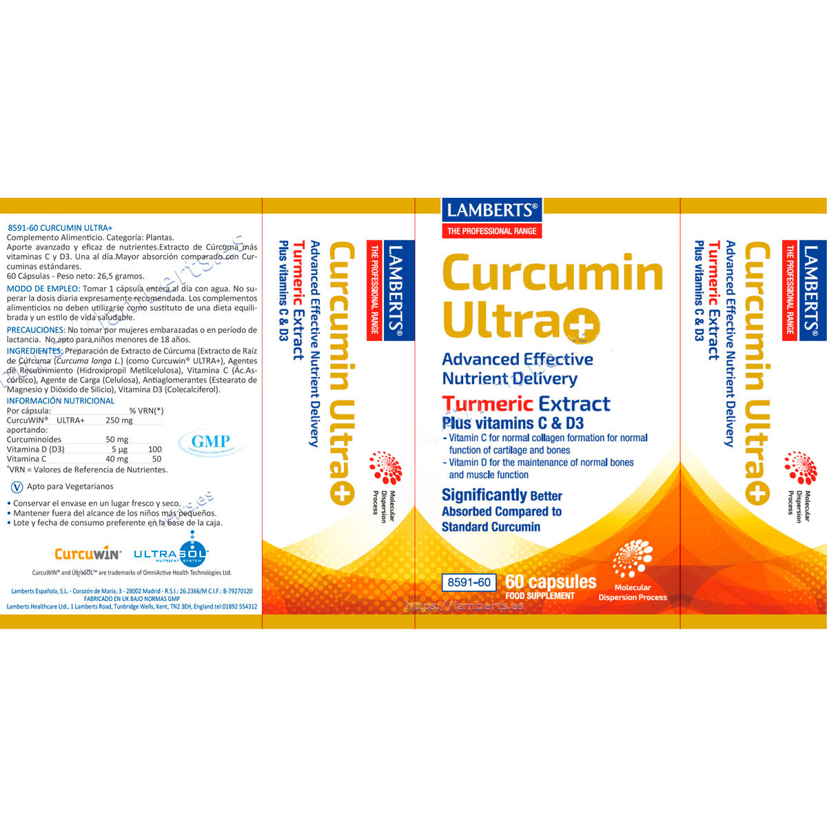 Curcumin Ultra + Lamberts 60 cápsulas