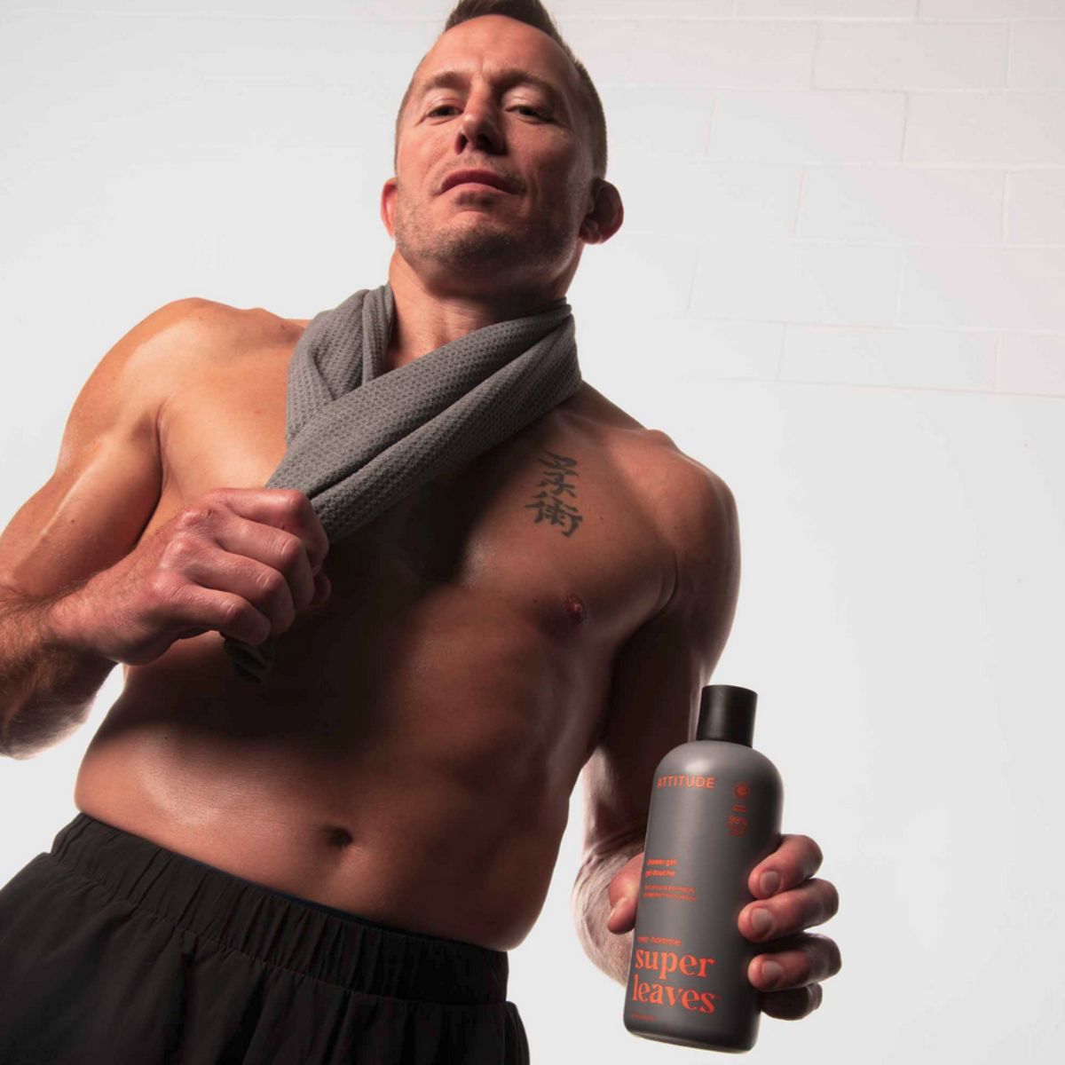 Gel douche Super leaves men - Patchouli et bourbon, Attitude, 415 ml