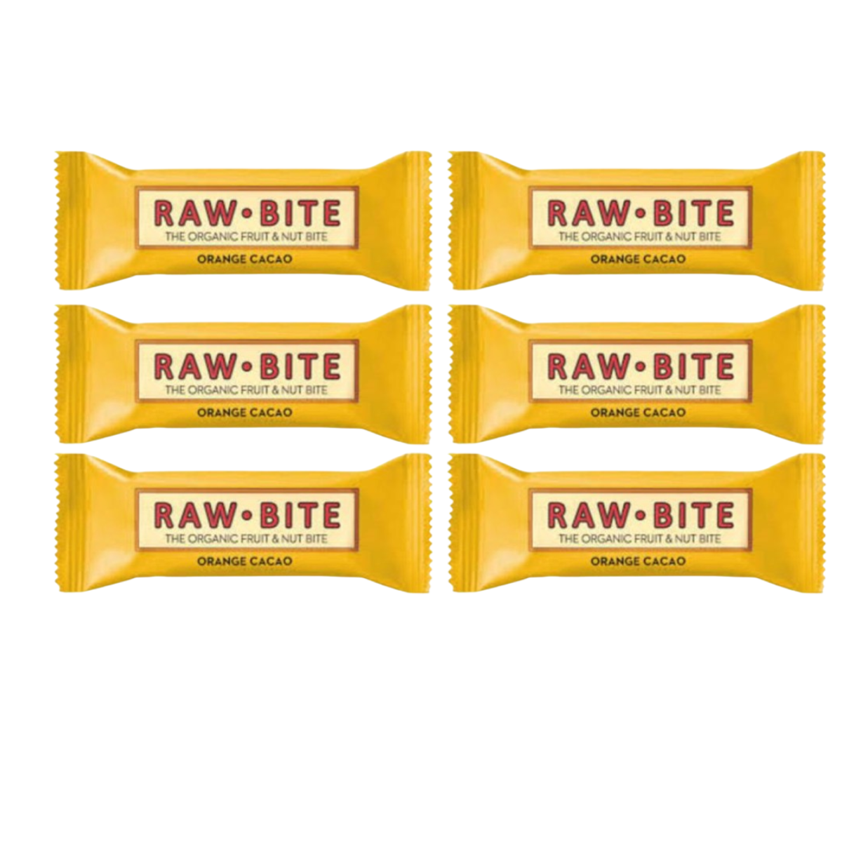 6-pack ekologiska Raw-Bite-bars med kakao och apelsin 50 g