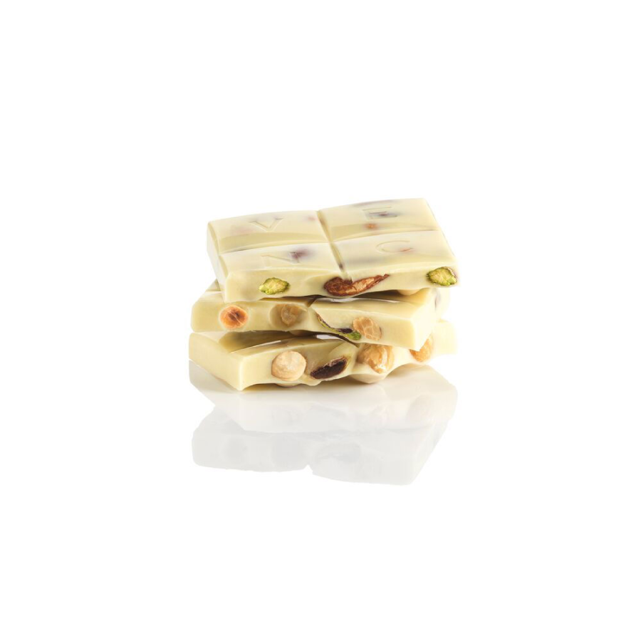 Witte chocoladereep met hele hazelnoten IGP Piemonte, pistachenoten en amandelen Venchi 95 g