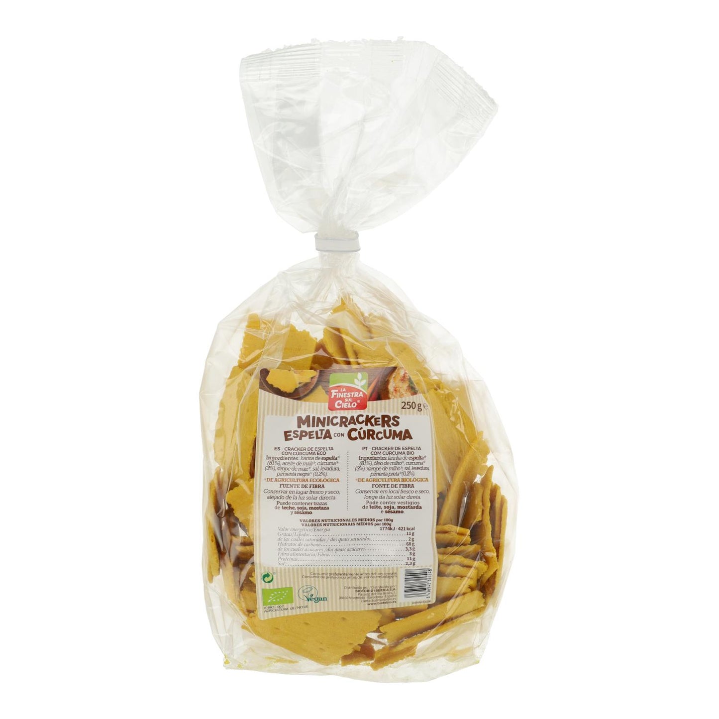 Mini krakersy orkiszowe z kurkumą i pieprzem La Finestra Sul Cielo 250 g