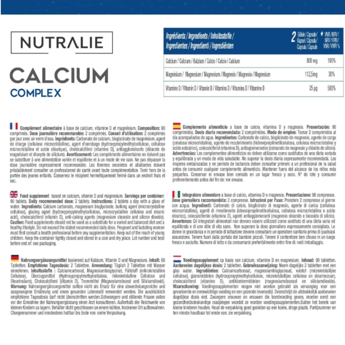 Nutralie Kalcium 800 mg + Vit D3 och magnesium, 90 tabletter
