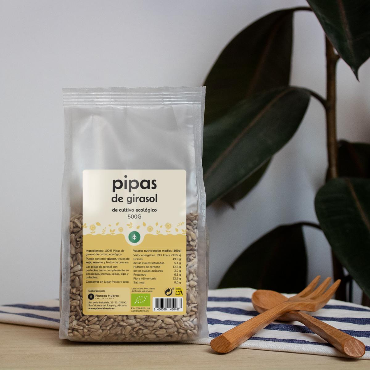 Skalade solrosfrön ECO Planeta Huerto 500 g