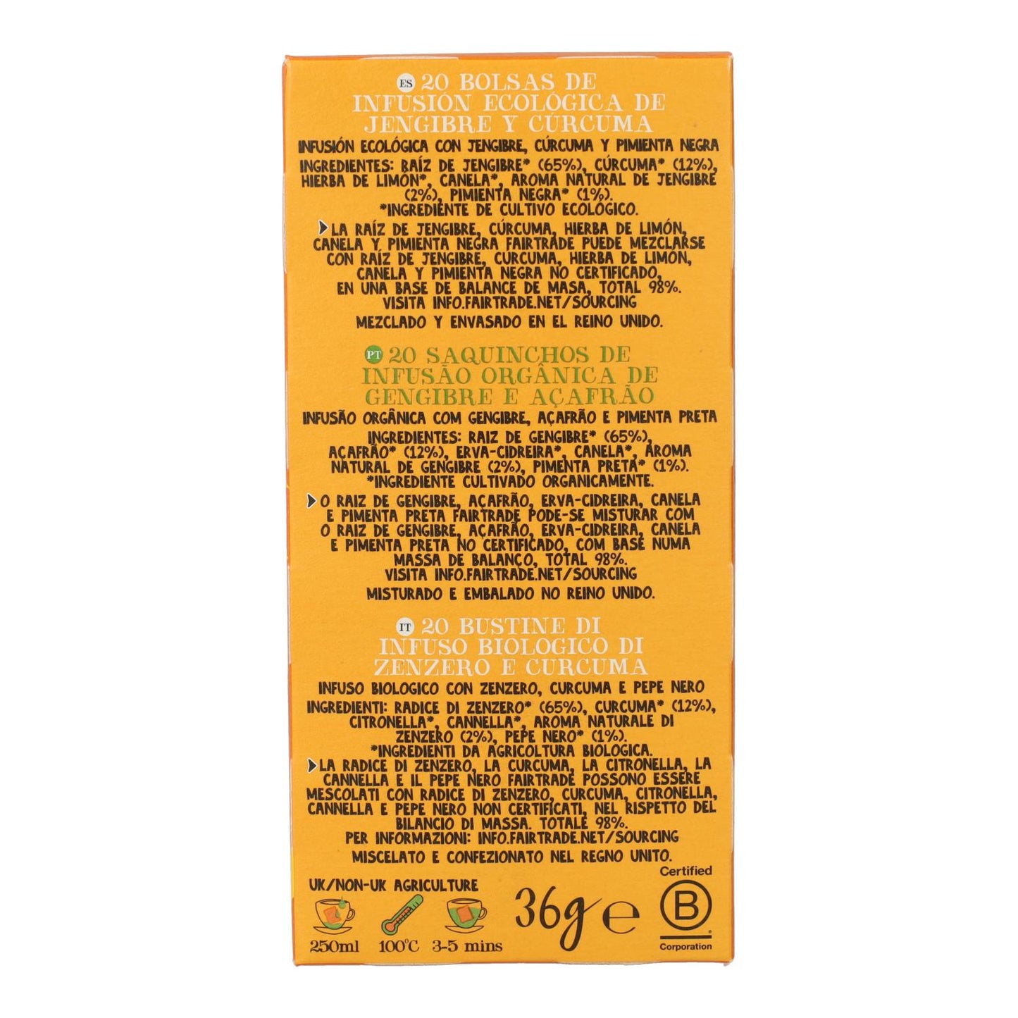 Herbata z imbirem i kurkumą BIO Cupper 20 torebek