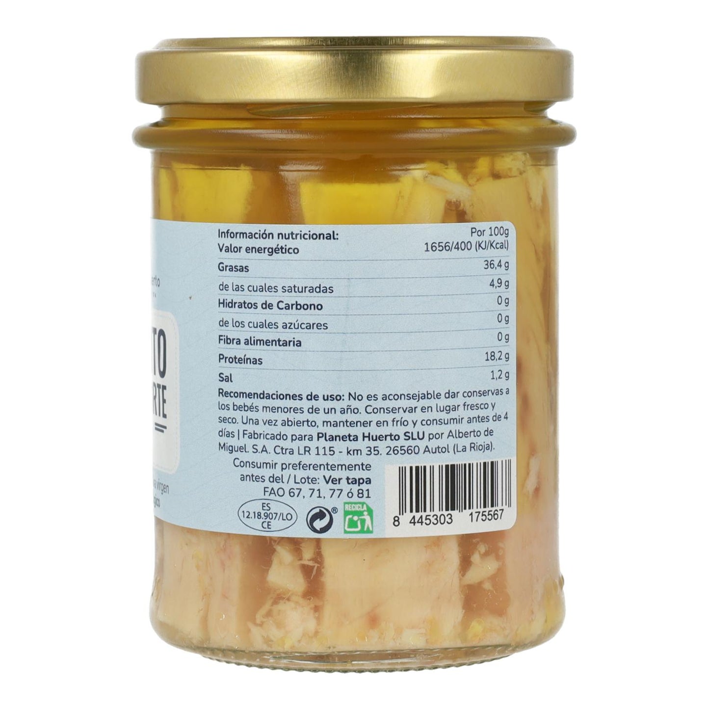 Thon blanc à l'huile d'olive ECO Planeta Huerto 200 g