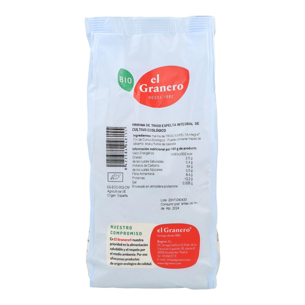 Farine de blé d'épeautre complète biologique El Granero 1 kg